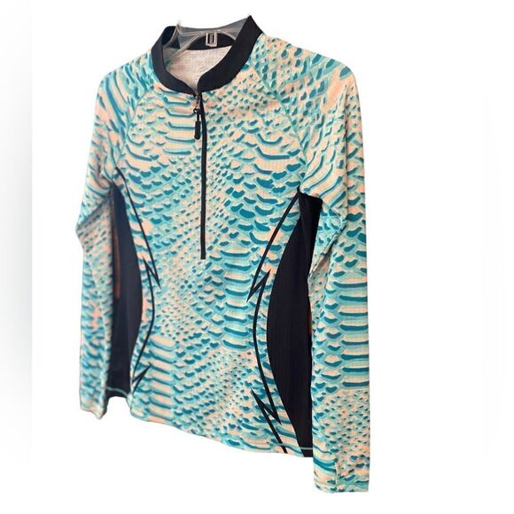 Loco Skaile Sz S Teal Black Sun Fabric Diving Snorkeling Fishing RashGuard Top - Picture 2 of 6